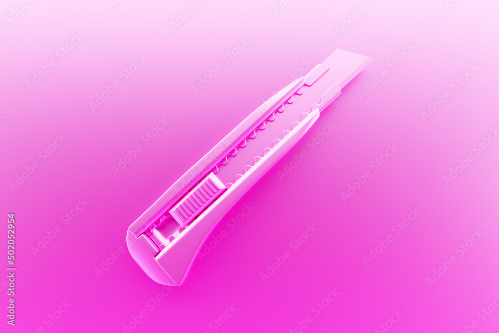 3D illustration of a pink cutter hand tool isolated on a monocrome background. 3D render and illustration of repair and installation tool 3D illustration of a pink cutter hand tool isolated on a monocrome background. 3D render and illustration of repair and installation tool