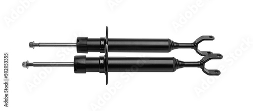 Car shock absorber isolated on a white background.