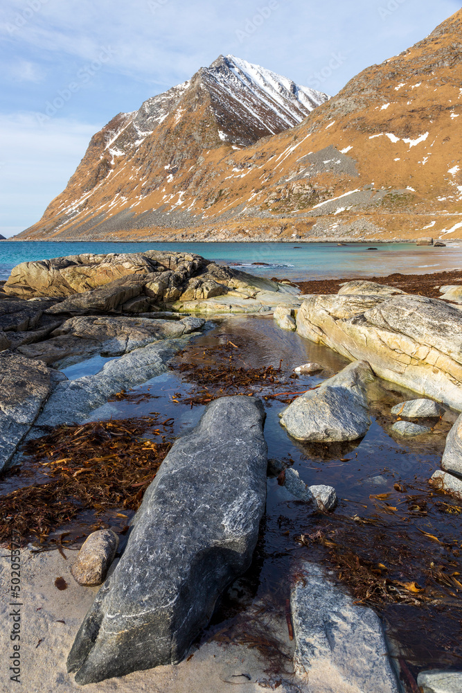 Seascape at Uttakleiv in Lofoten Islands. Norway.