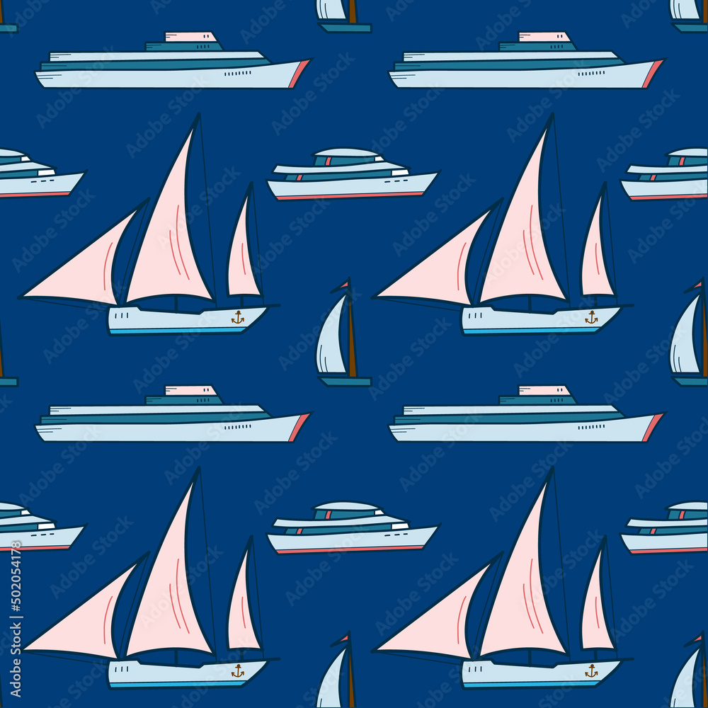 vector seamless pattern on the theme of sea cruise