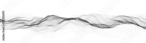 Futuristic moving wave. Digital background with moving glowing particles. Big data visualization. Vector illustration.