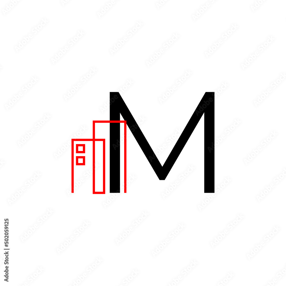 letter M with building decoration vector logo design element letter M with building decoration vector logo design element