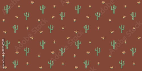 Seamless pattern of small-scale influenced floral cactus print