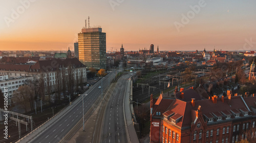 Panorama of Gdańsk from the side of Wrzeszcz. View from the drone.