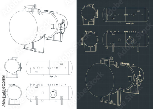 Horizontal pressure tank blueprints