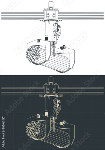 Overhead crane with bunching grab drawings