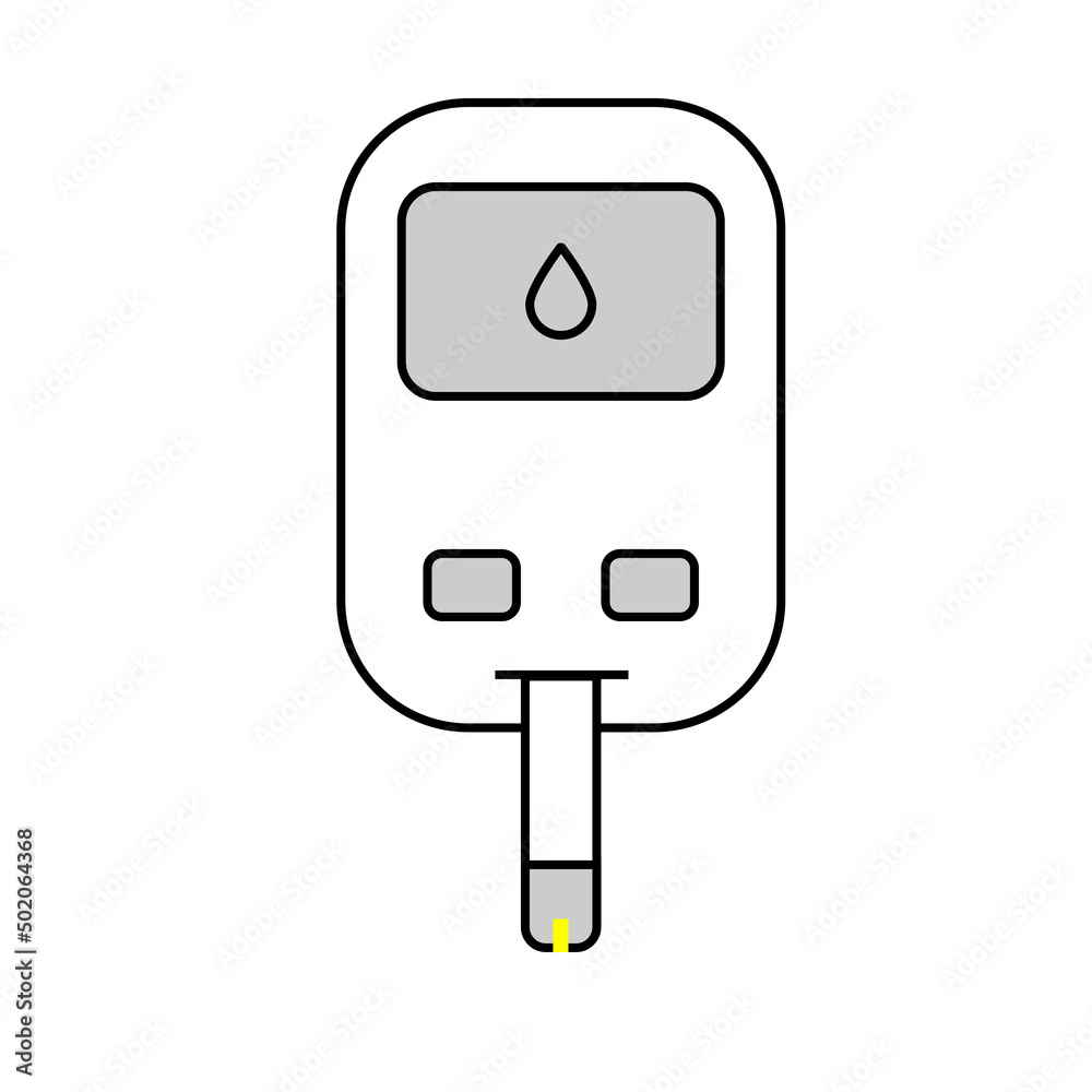 Outline blood glucose meter testing strip for diabetes. Vector illustration. icon for web and mobile Outline blood glucose meter testing strip for diabetes. Vector illustration. icon for web and mobile