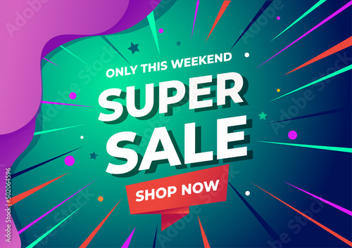 Vector illustration green Sale banner template design, Big sale, end of season special offer banner. for social media stories sale, web page, mobile phone. Template design.