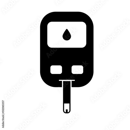 Blood glucose meter testing strip for diabetes. Outline  vector illustration for web and mobile white and black