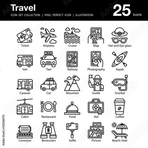 Travel set of icons