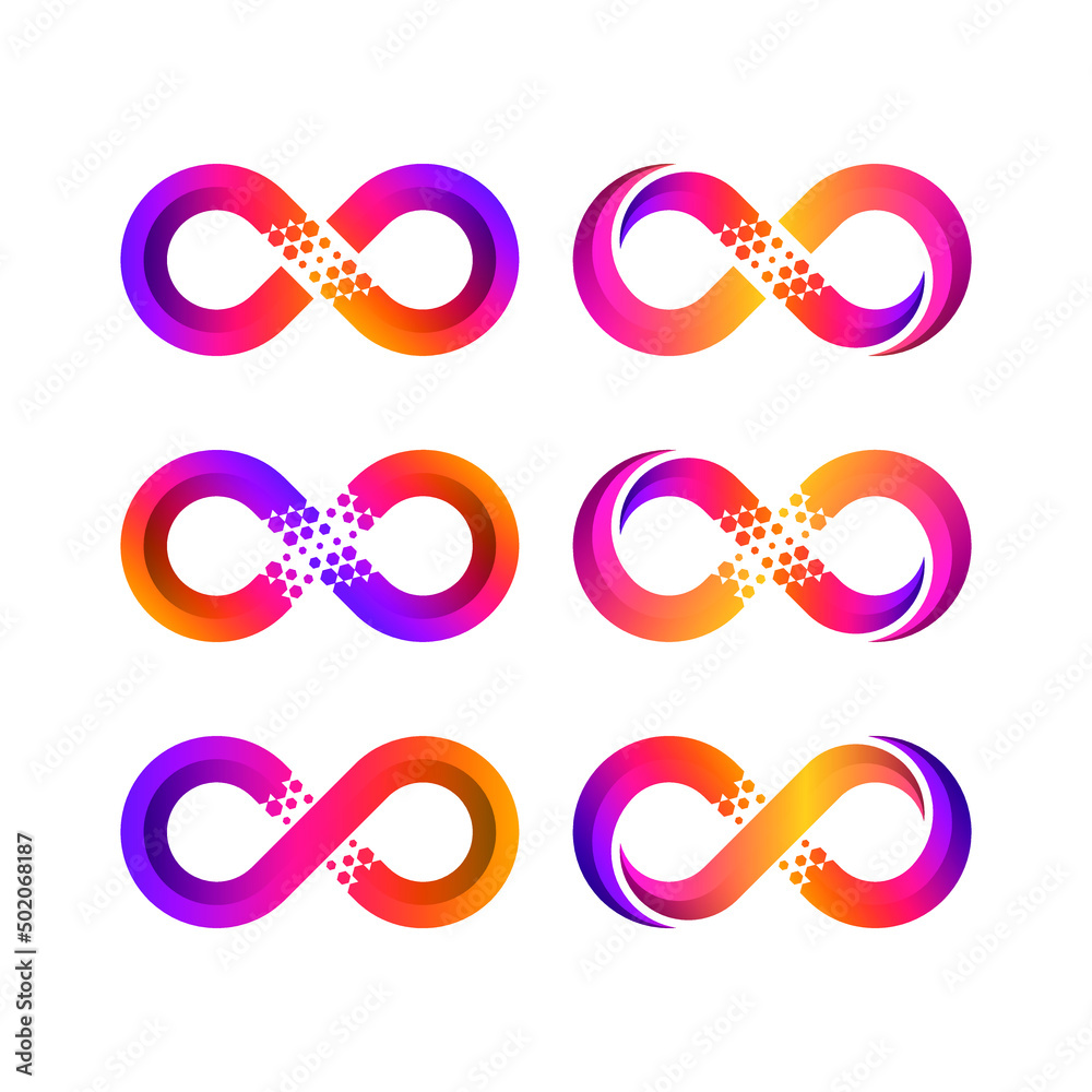 Abstract Infinity Logo design with Pixels Hexagon Shape concept for Technology and Digital Business Company Abstract Infinity Logo design with Pixels Hexagon Shape concept for Technology and Digital Business Company