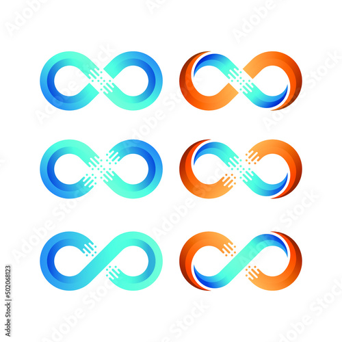 Abstract Infinity Logo design with Linear and Dots Shape for Data transfer Technology Business Company