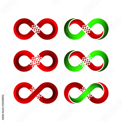 Abstract Infinity Logo design with Pixels Arrow Shape Fast Forward Express concept for Business Company