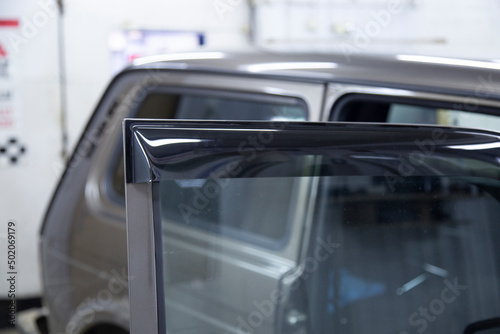 Deflectors for side Windows of the car.Car accessory. Additional equipment.