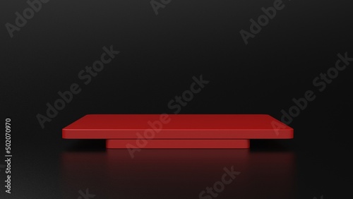 red rectangular podium cube pedestal product display 3d rendering set © Ahadul Hasan