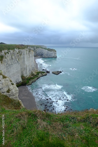 The cliff of Etretat in Normandy, France.