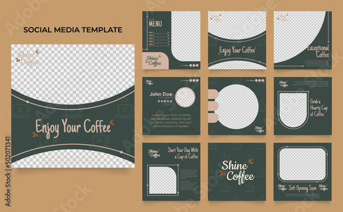 social media template banner blog coffee sale promotion. fully editable instagram and facebook post sale poster. drink and beverage vector background