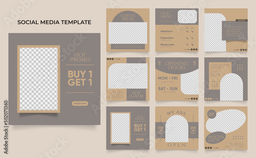 social media template banner blog coffee sale promotion. fully editable instagram and facebook post sale poster. drink and beverage vector background
