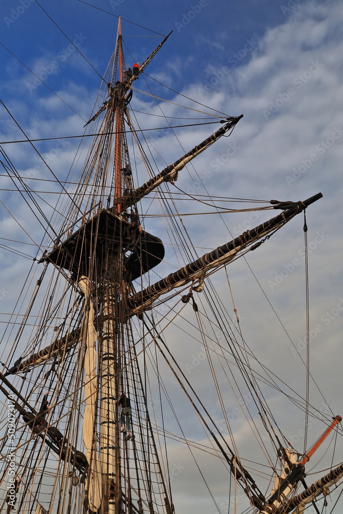 Fore-mast of 1779 AD original French frigate's replica moored at Portimao-Portugal-237
