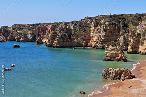 Sea stack rock formations-Praia de Dona Ana Beach. Lagos-Portugal-249 photo