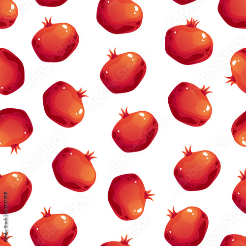 Whole pomegranate fruit seamless cover wrapping pattern. Vector cartoon design illustration