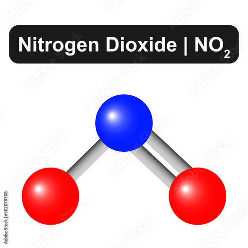 Molecular Model Of Nitrogen Dioxide (NO2) Molecule. Vector Illustration.