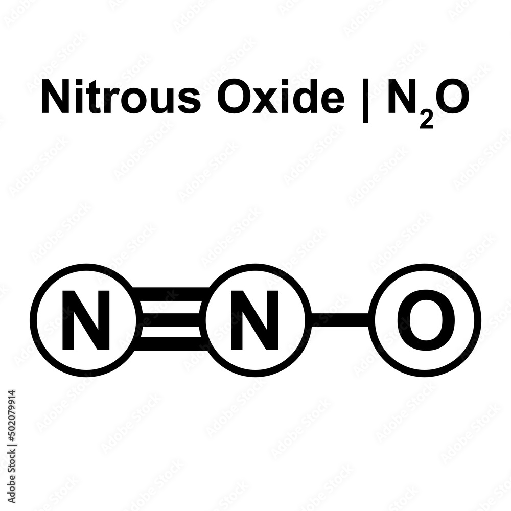 Molecular Model Of Nitrous Oxide (N2O) Molecule. Vector Illustration