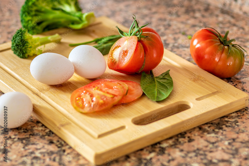 Fresh ingredients for cooking healthy food breakfast