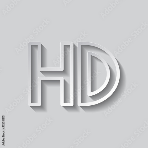 HD simple icon vector. Flat design. Paper style with shadow. Gray background.ai