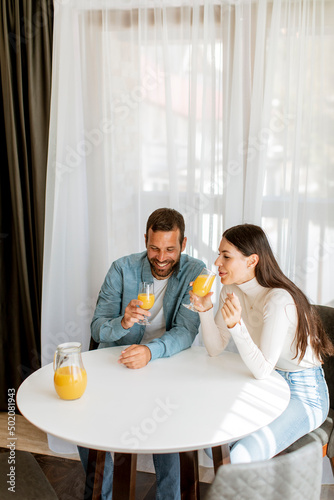 Young couple in the living ...