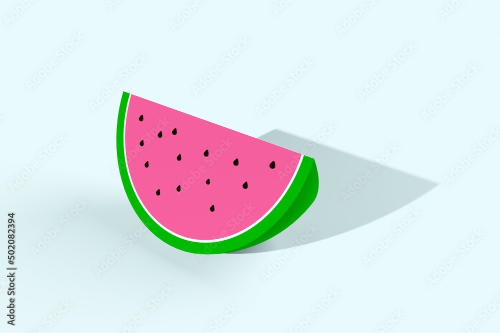 Abstract watermelon fruit slice on blue pastel background, minimal modern fresh food or summer concept Abstract watermelon fruit slice on blue pastel background, minimal modern fresh food or summer concept