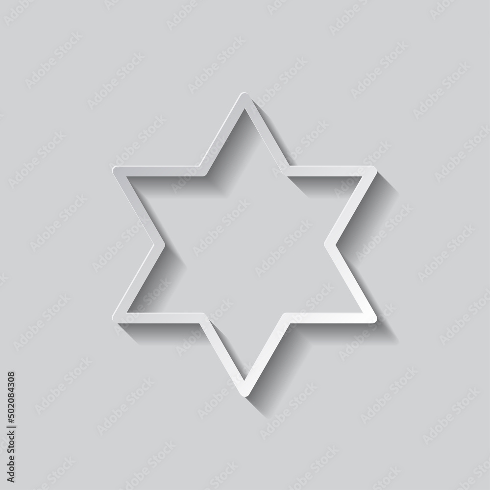 Shield of David simple icon vector. Flat design. Paper style with shadow. Gray background.ai Shield of David simple icon vector. Flat design. Paper style with shadow. Gray background.ai