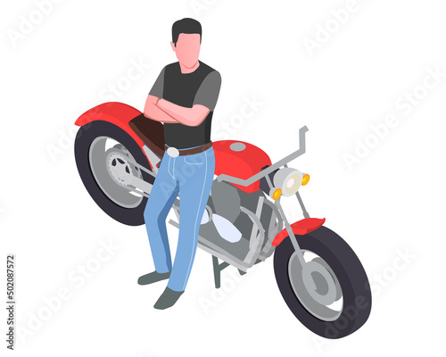 Isometric Biker Illustration
