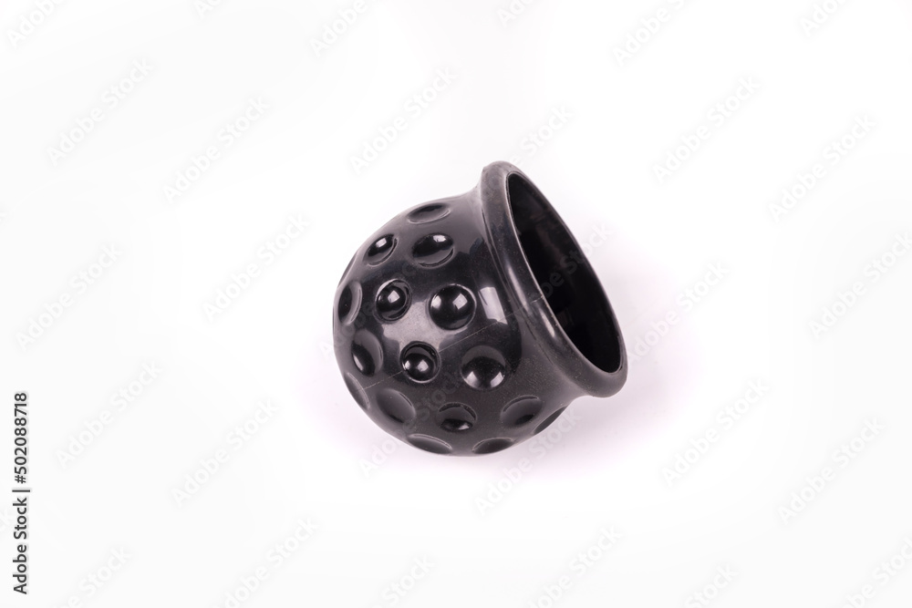 Studio lighting. on a white background, no isolation. Black plastic cover for towbar. Studio lighting. on a white background, no isolation. Black plastic cover for towbar.
