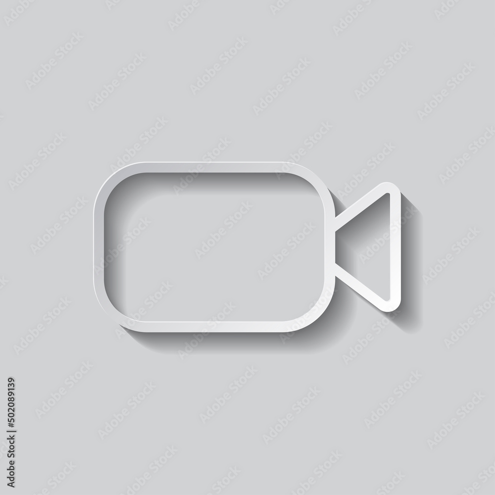 Camera simple icon vector. Flat design. Paper style with shadow. Gray background.ai Camera simple icon vector. Flat design. Paper style with shadow. Gray background.ai