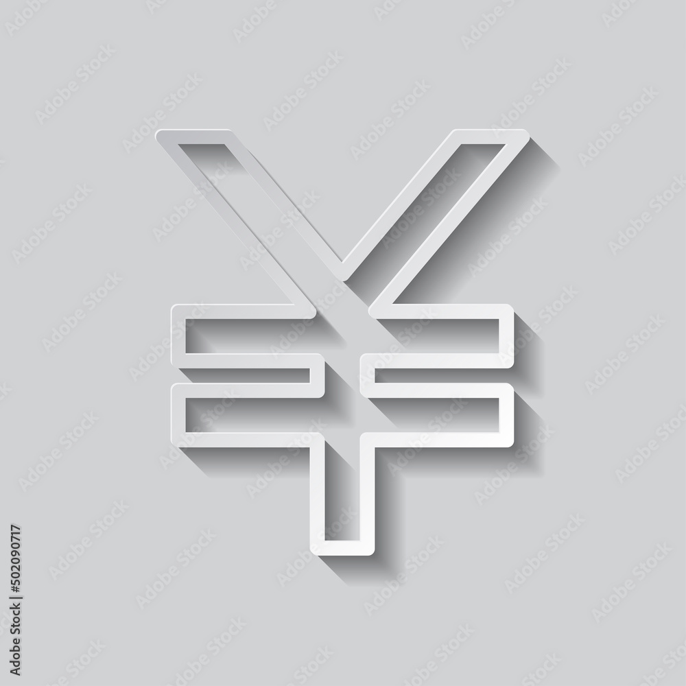 Yen simple icon vector. Flat design. Paper style with shadow. Gray background.ai Yen simple icon vector. Flat design. Paper style with shadow. Gray background.ai