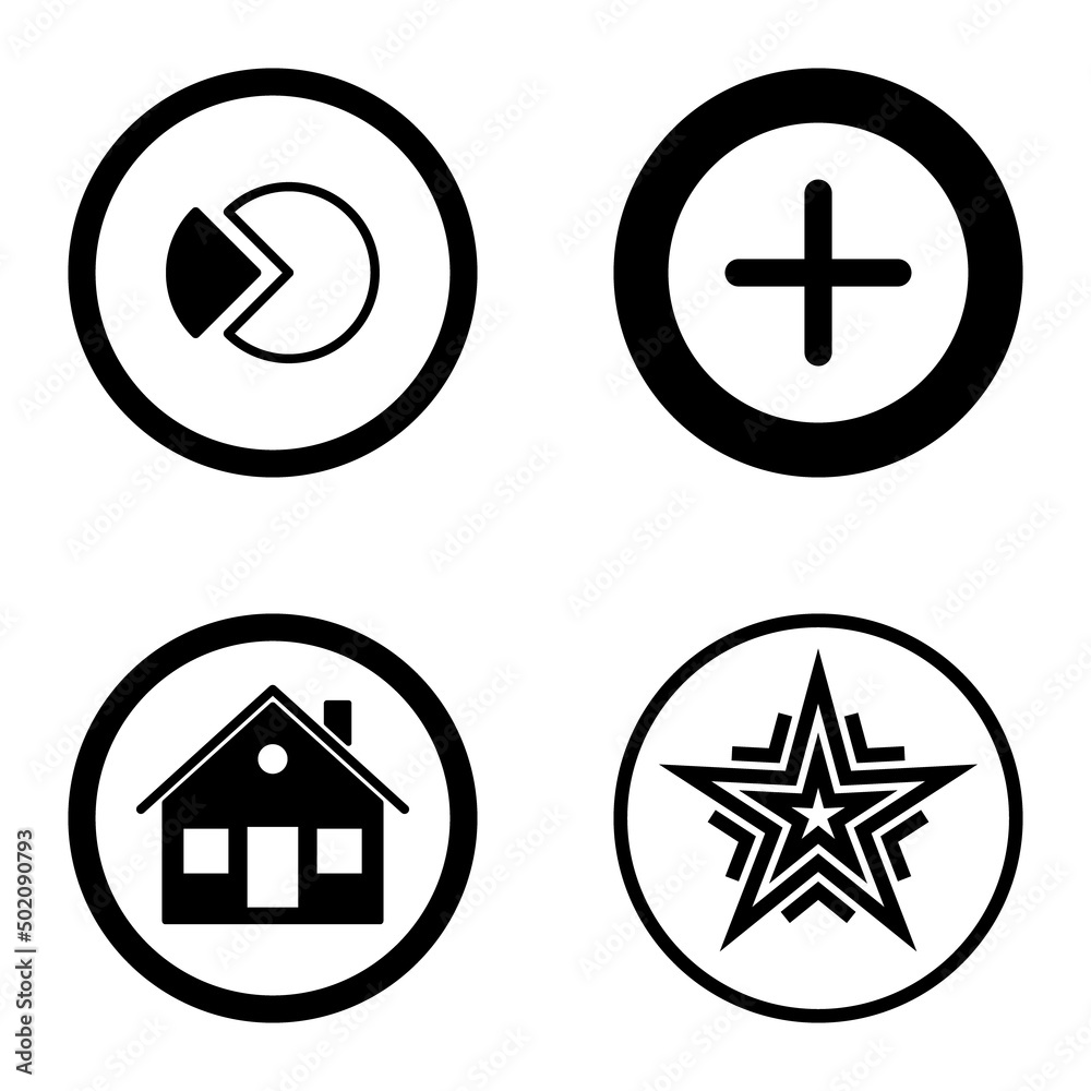 Obraz premium Circles1-2 Flat Icon Set Isolated On White Background