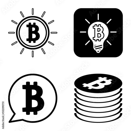 Bitcoins1-2 Flat Icon Set Isolated On White Background