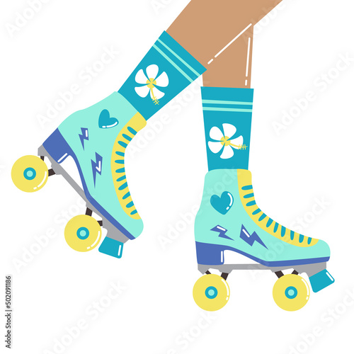 Fun cartoon illustration with roller skates