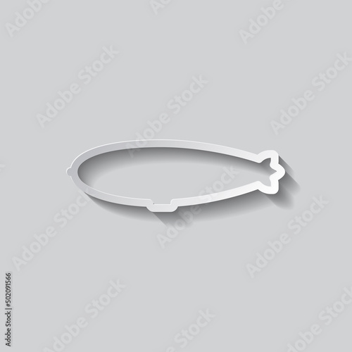 Dirigible simple icon. Flat design. Paper style with shadow. Gray background.ai