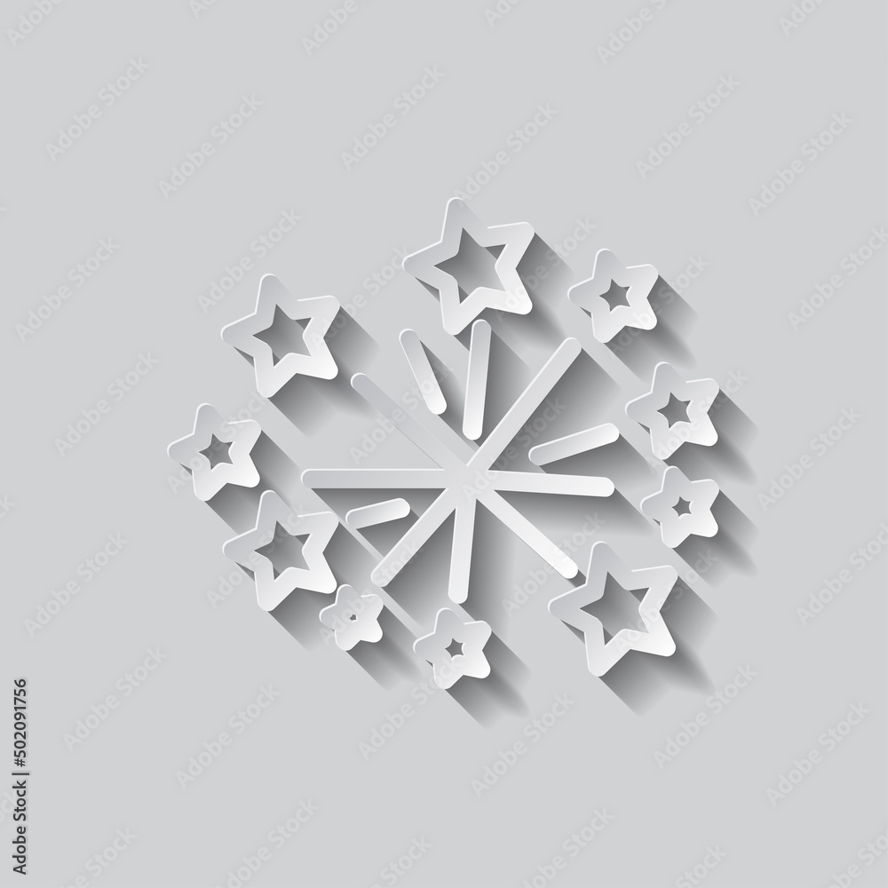 Fireworks simple icon vector. Flat design. Paper style with shadow. Gray background.ai Fireworks simple icon vector. Flat design. Paper style with shadow. Gray background.ai
