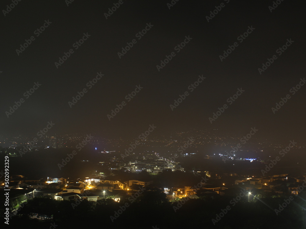 San Jose city at night with fog