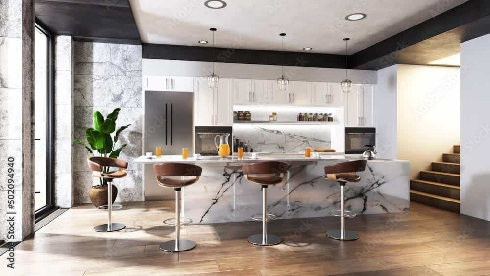 modern apartment, kitchen design interior