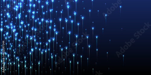 Upward vertical line streams fiber optics vector.