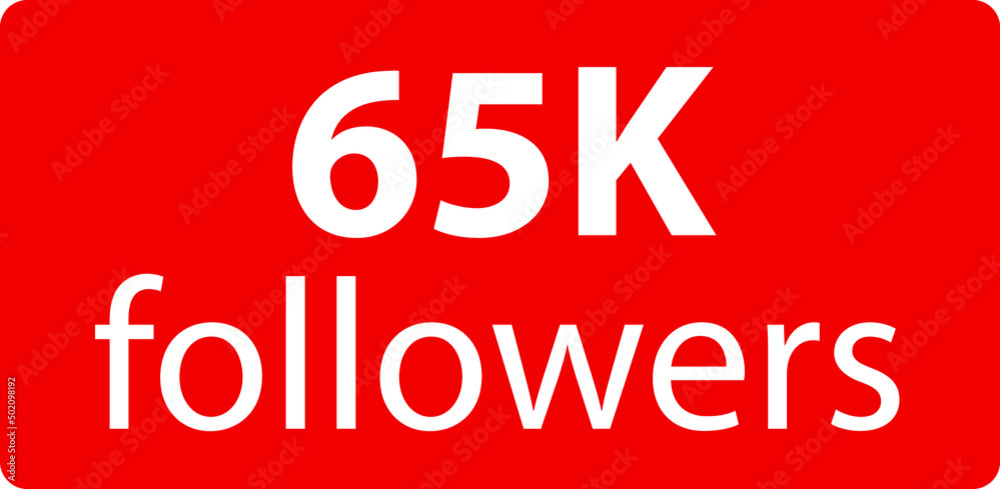 65k followers Red vector icon, subscribers sign, stamp, logo or button illustration. 65k followers Red vector icon, subscribers sign, stamp, logo or button illustration.