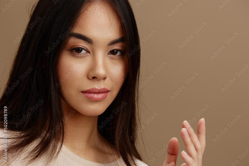 portrait woman attractive look charmin in a t-shirt isolated background