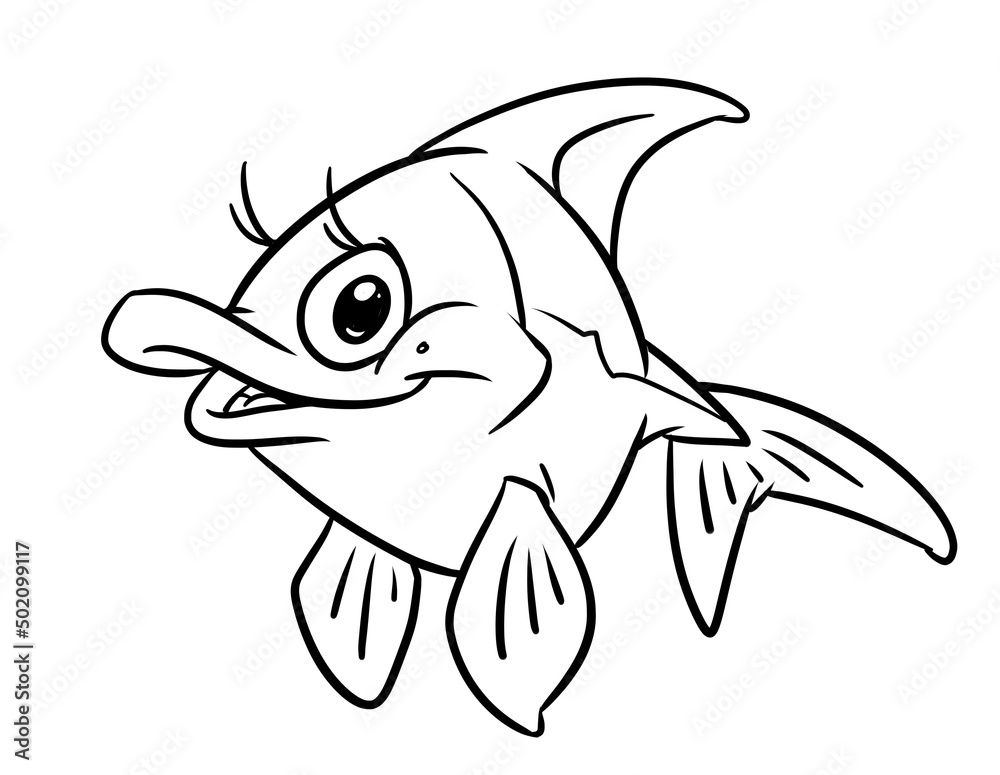 Kind funny fish coloring page cartoon illustration Kind funny fish coloring page cartoon illustration