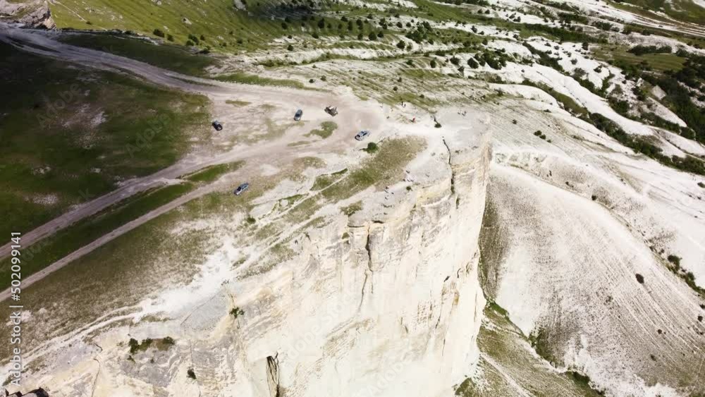 white chalk limestone rock against a blue sky aerial view white chalk limestone rock against a blue sky aerial view