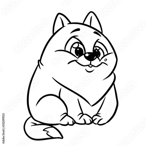Kind cute cat sitting coloring page cartoon illustration
