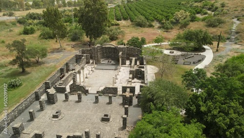 Remains of a Byzantine monastery, in Kursi National Park, Golan Heights, Northern Israel. Identified as Gergesa (Miracle of the Swine). High quality 4k footage